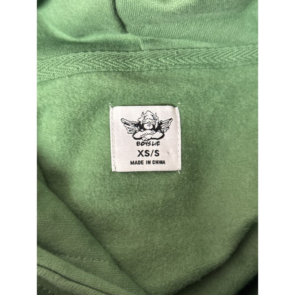 Boys Lie Charmer Hoodie XS / S Womens Green Oversized Pullover Sweatshirt - Picture 7 of 9
